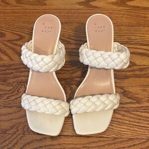 a new day Cream Braided Double-Strap Heel Sandals